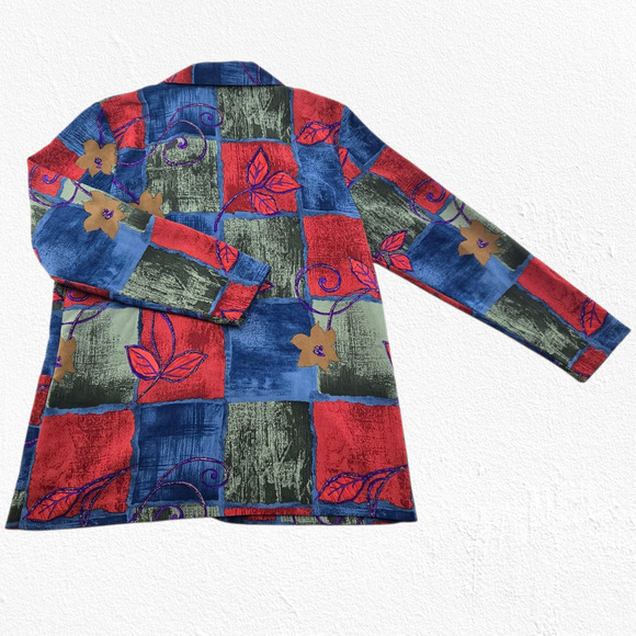 90s Vintage Peter Popovitch Patchwork Blazer Jacket Size Large Bold Fall Floral - Picture 7 of 7